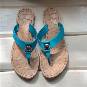 Coach turquoise sandals with silver accent